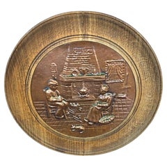 Vintage XXth Century Wall Plate with Copper Reliefs by Sénécal - 2Y285
