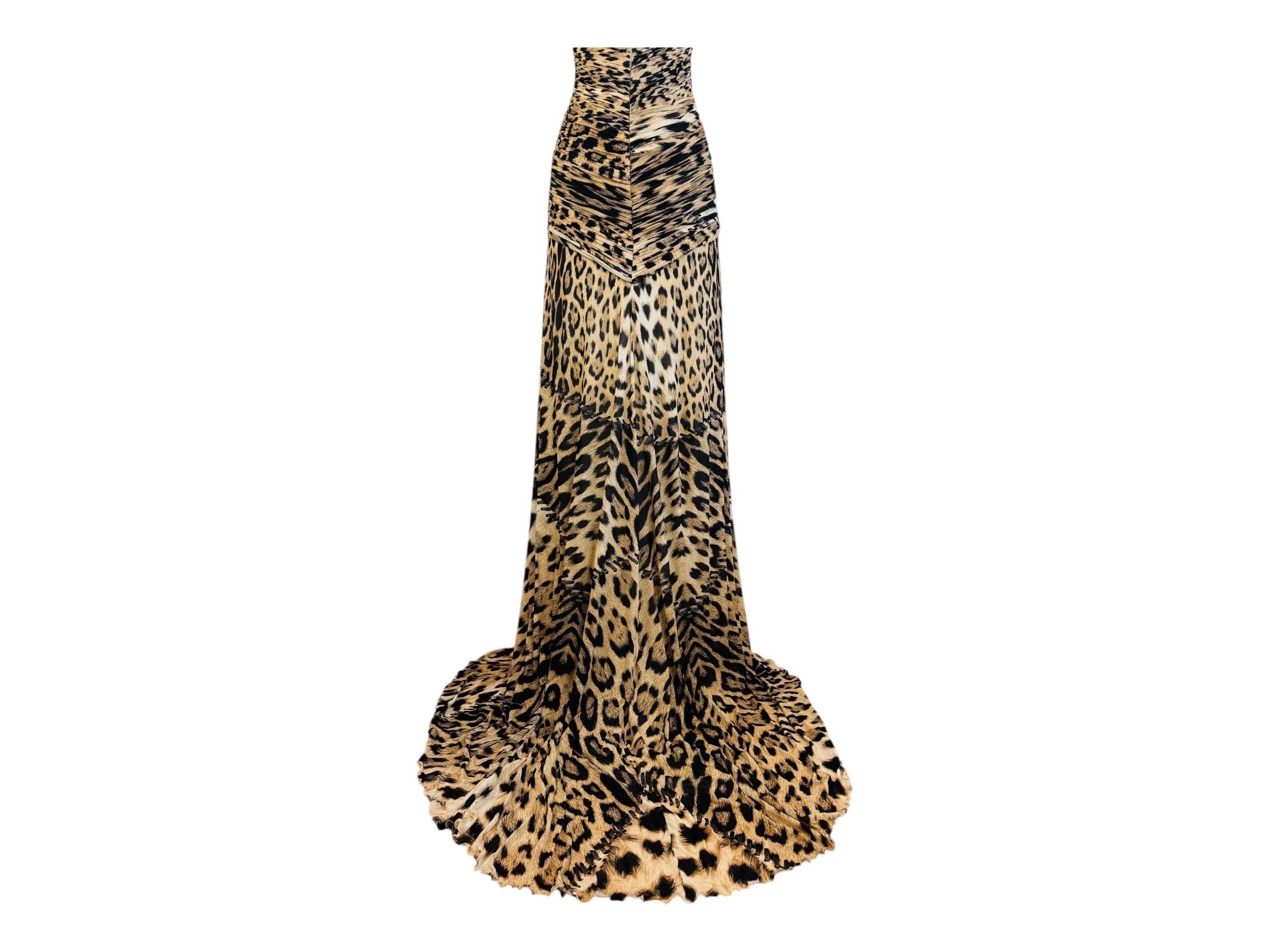 Vintage By 2000 Roberto Cavalli Leopard Animal Print Halter Maxi Dress Gown 5