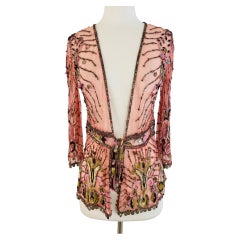 Vintage Y2k 2004 Roberto Cavalli Pink Mesh Blouse Jacket Embroidered Beaded