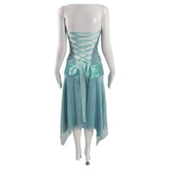 Vintage y2k Corset Back Party Prom Blue Evening Bridesmaid Dress, 2000s