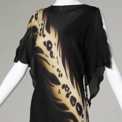 Vintage Y2K Hand Painted Silk Vintage Dress with a Leopard Design
