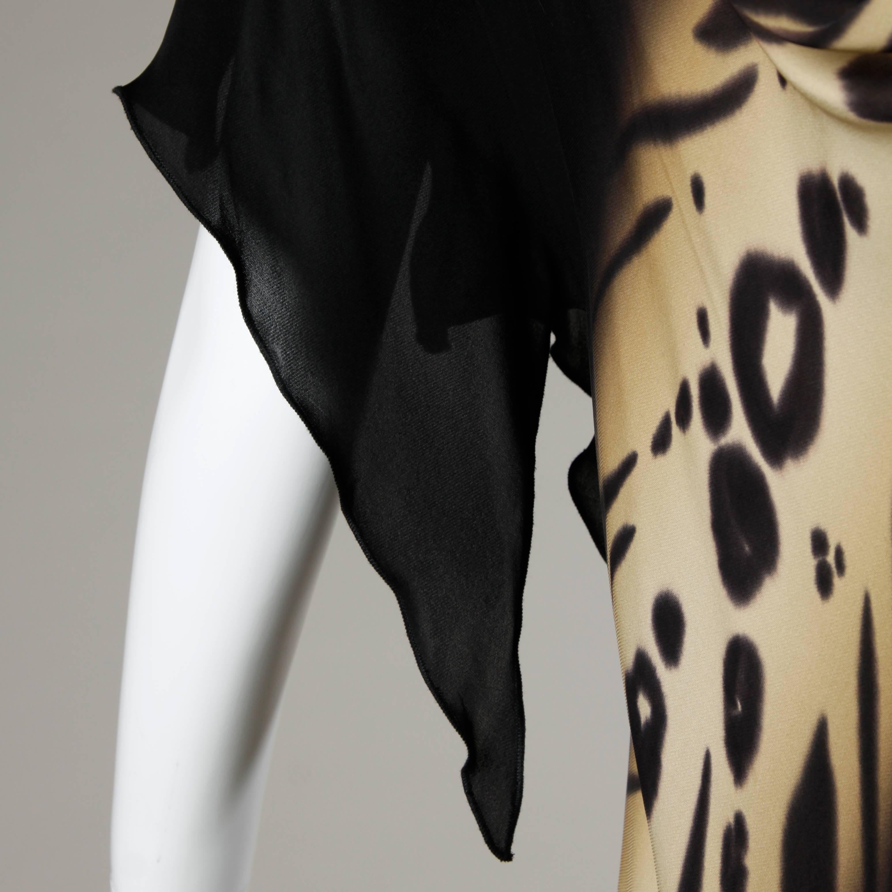 Vintage Y2K handbemaltes Vintage-Kleid aus Seide im Vintage-Stil mit Leopardenmuster im Angebot 3