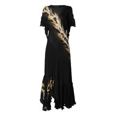 Vintage Y2K Hand Painted Silk Vintage Dress with a Leopard Design