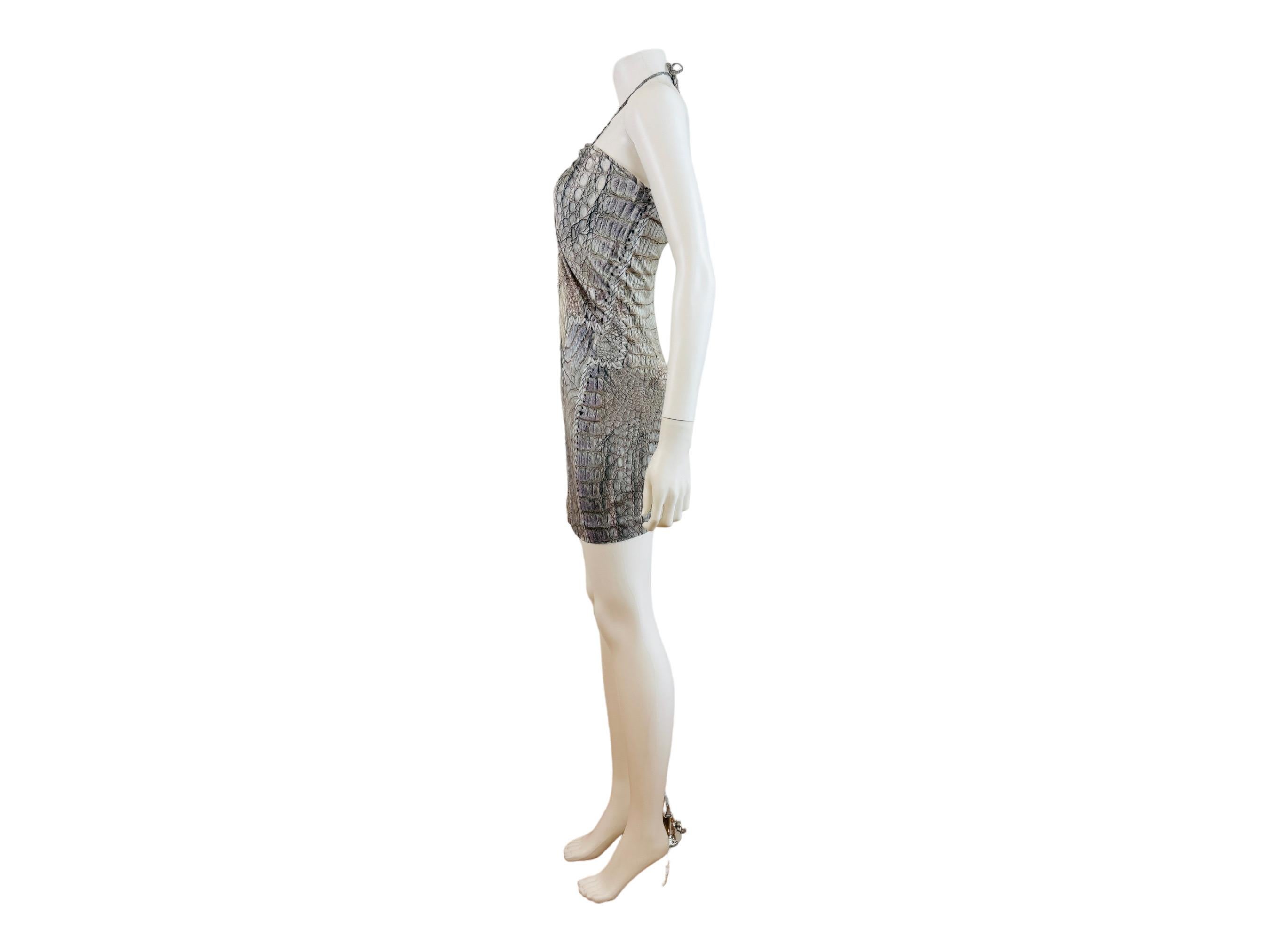 Vintage Y2k S/S 2011 Roberto Cavalli Crocodile Croc Reptile Animal Mini Dress For Sale 1