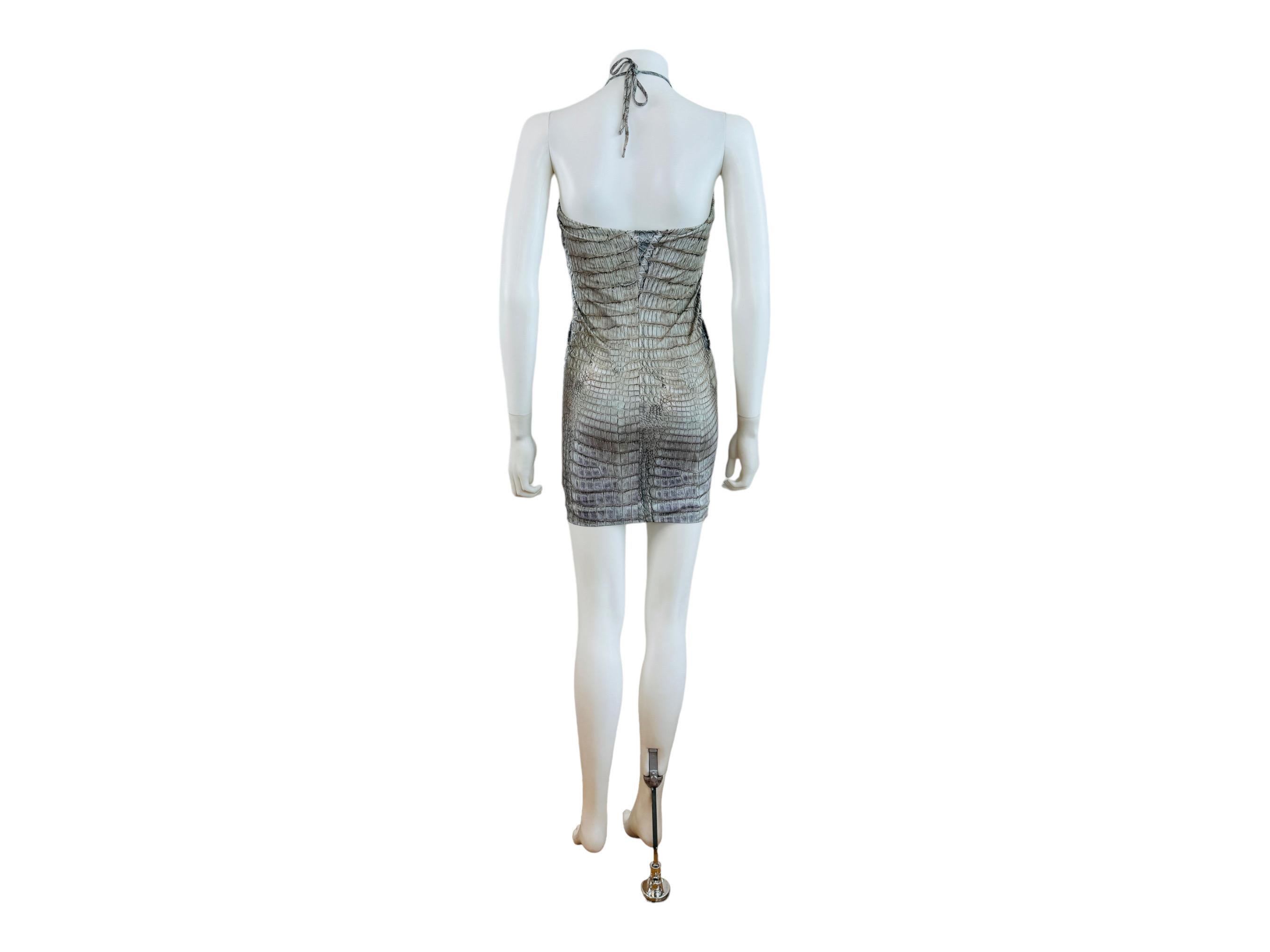 Vintage Y2k S/S 2011 Roberto Cavalli Crocodile Croc Reptile Animal Mini Dress For Sale 3