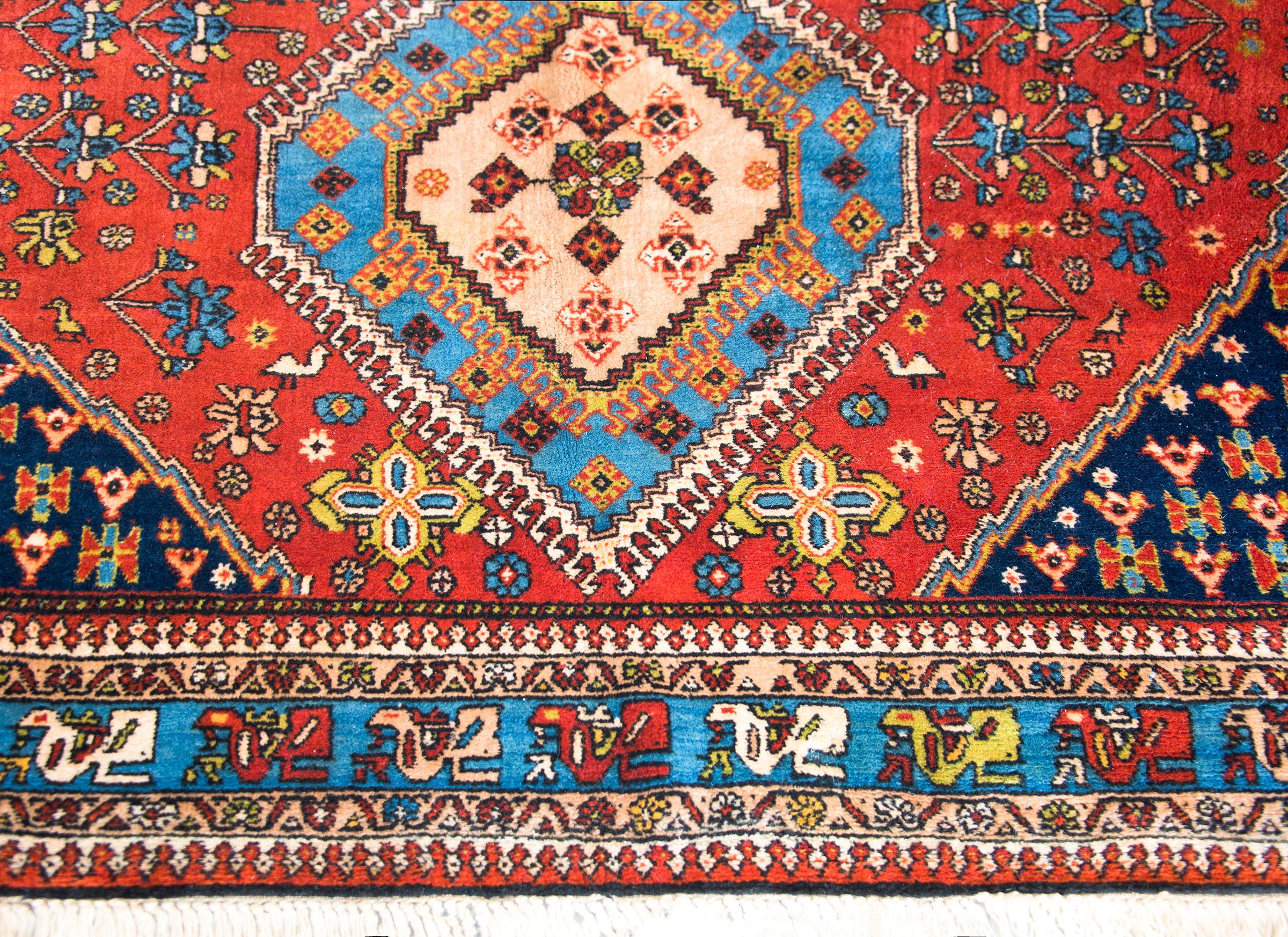 Wool Vintage Yallameh Rug For Sale