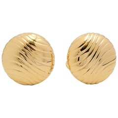 Vintage Yanes Yellow Gold Button Earrings