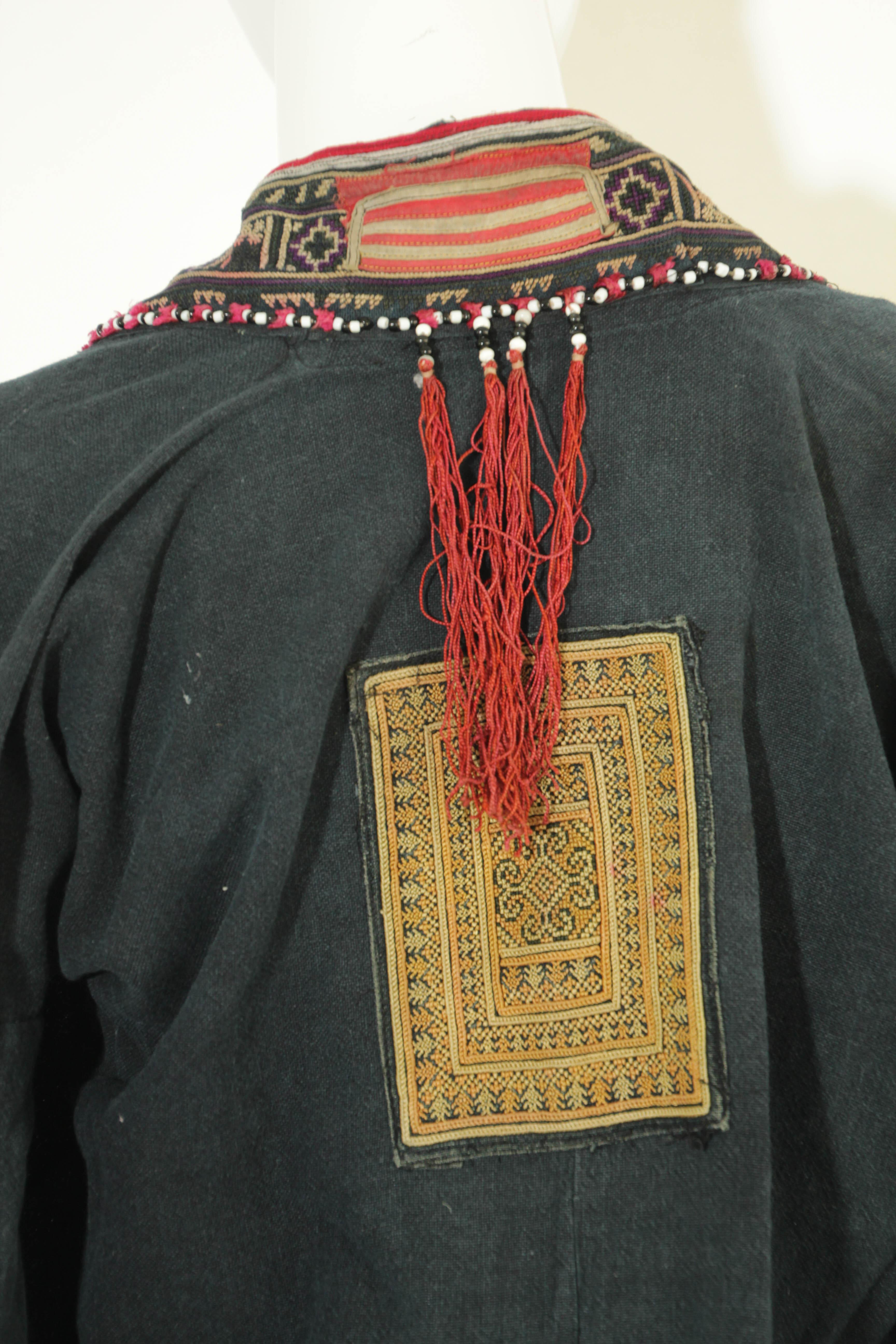Chaqueta Yao Vintage Años 60 Chaqueta Bordada Mujer Negro en venta