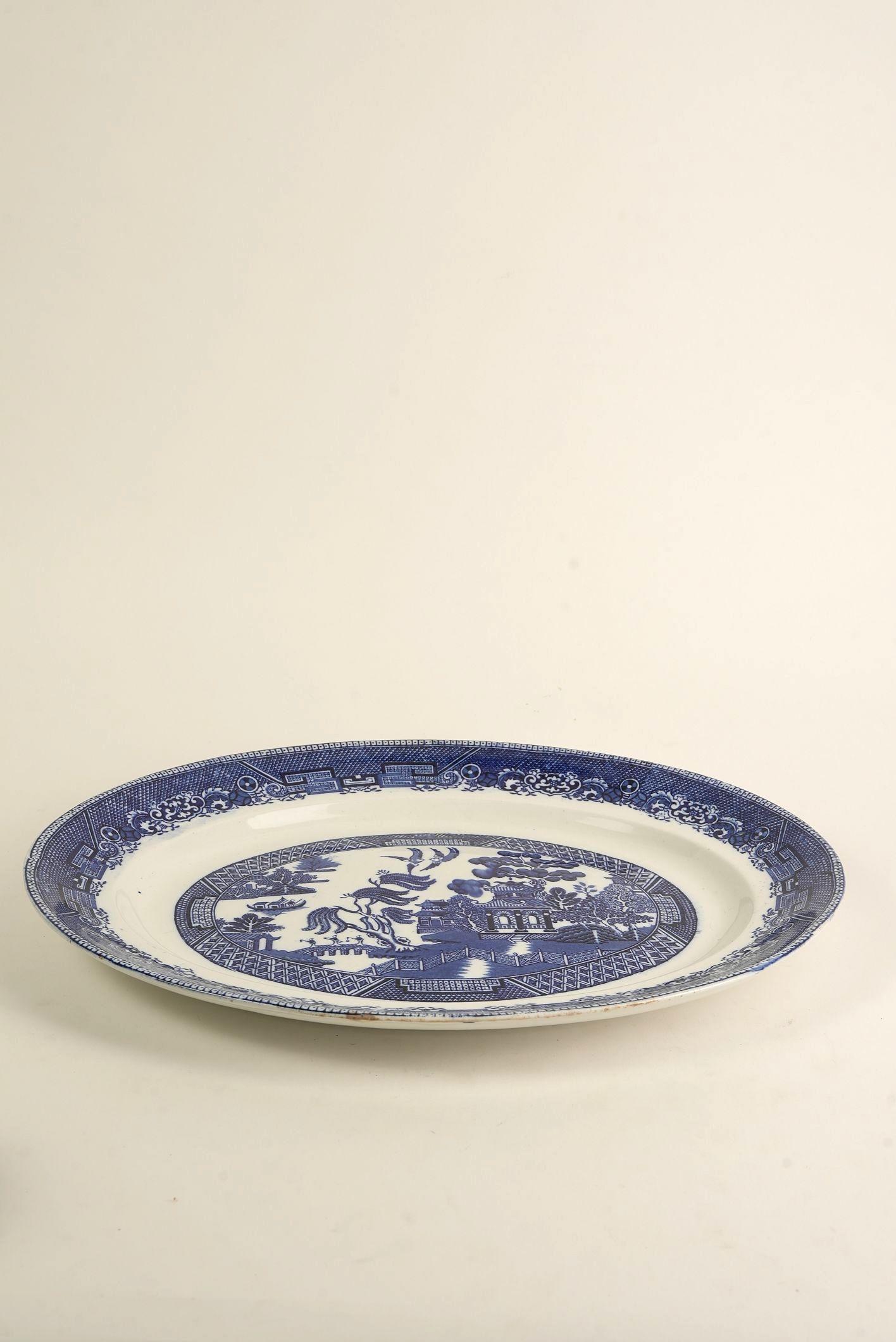 “Ye Olde Willow” Oval Serving Platter – Fenton, England (Chinoiserie) im Angebot