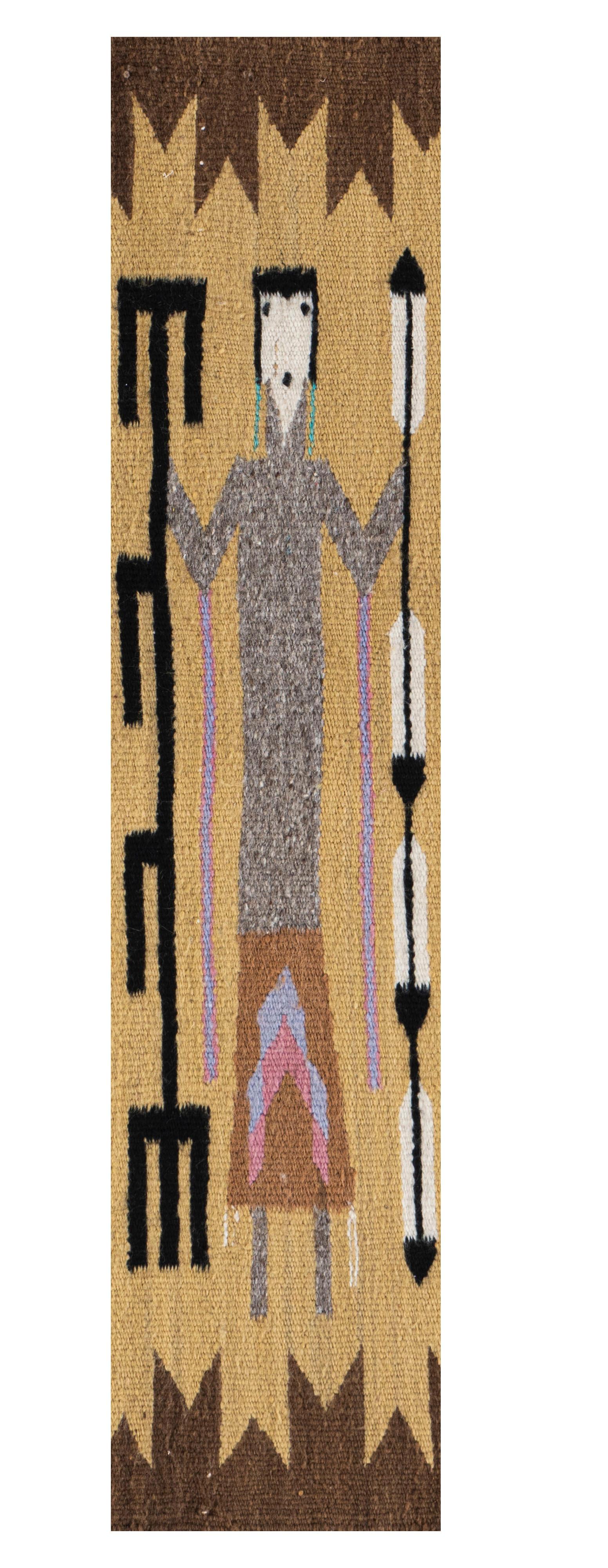 Vintage By 1950 Yei Navajo Tappeto in lana tessuto a mano 3' X 4'2 in vendita 1
