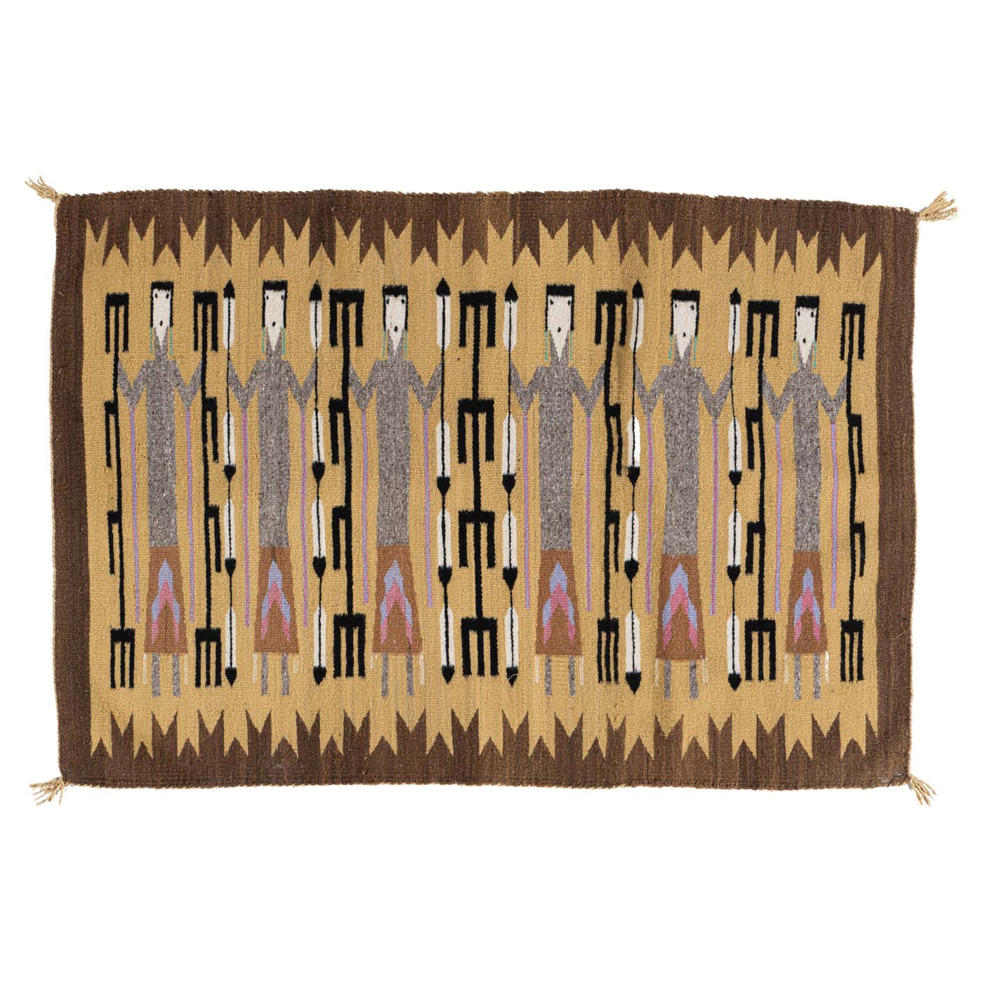 Vintage Circa 1950 Yei Navajo Wool Hand Woven Rug 3' X 4'2 For Sale at ...