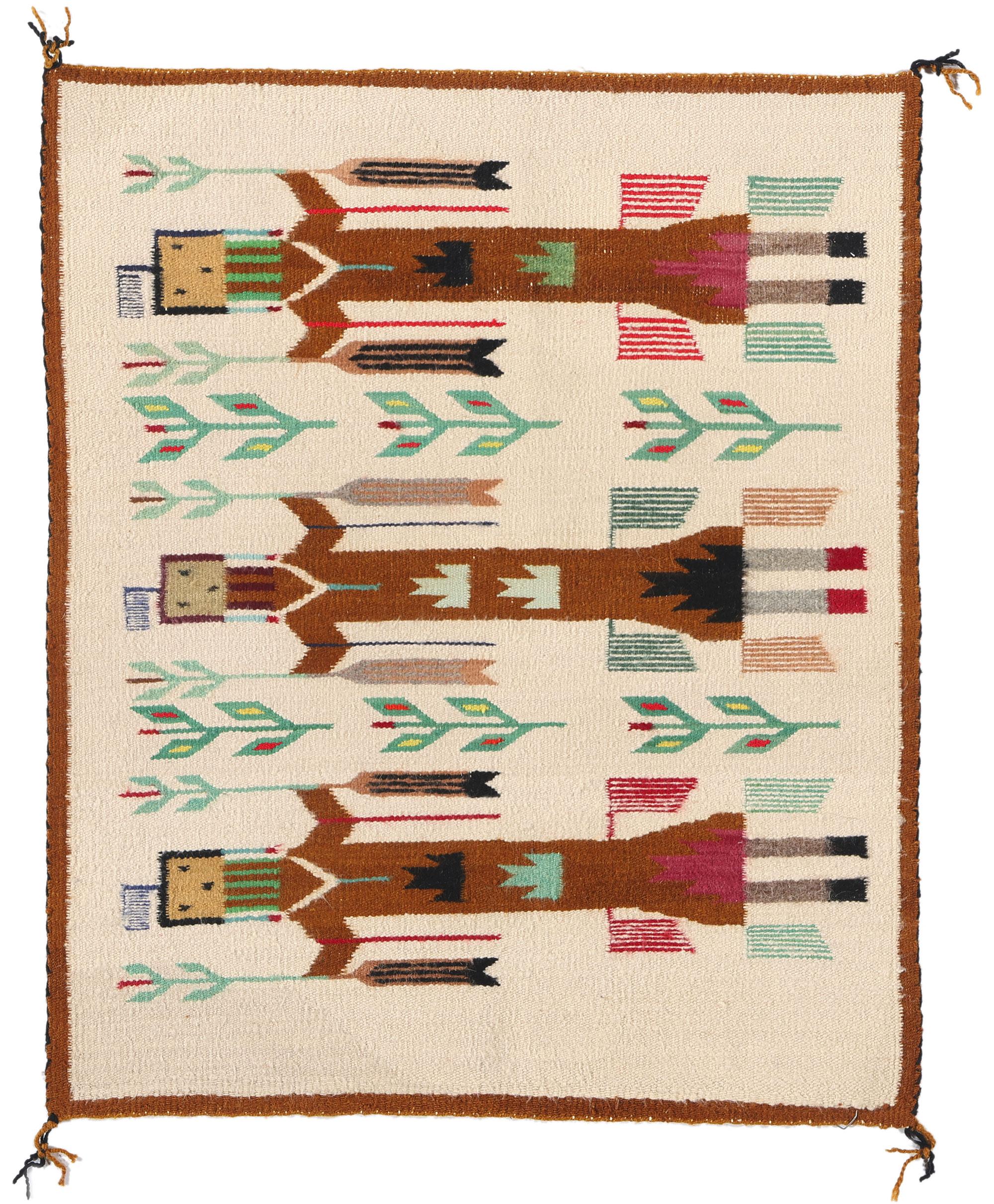 Vintage Yeibichai-Inspired Pictorial Textile with Southwest Modern Style For Sale 2
