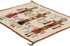 Vintage Yeibichai-Inspired Pictorial Textile with Southwest Modern Style