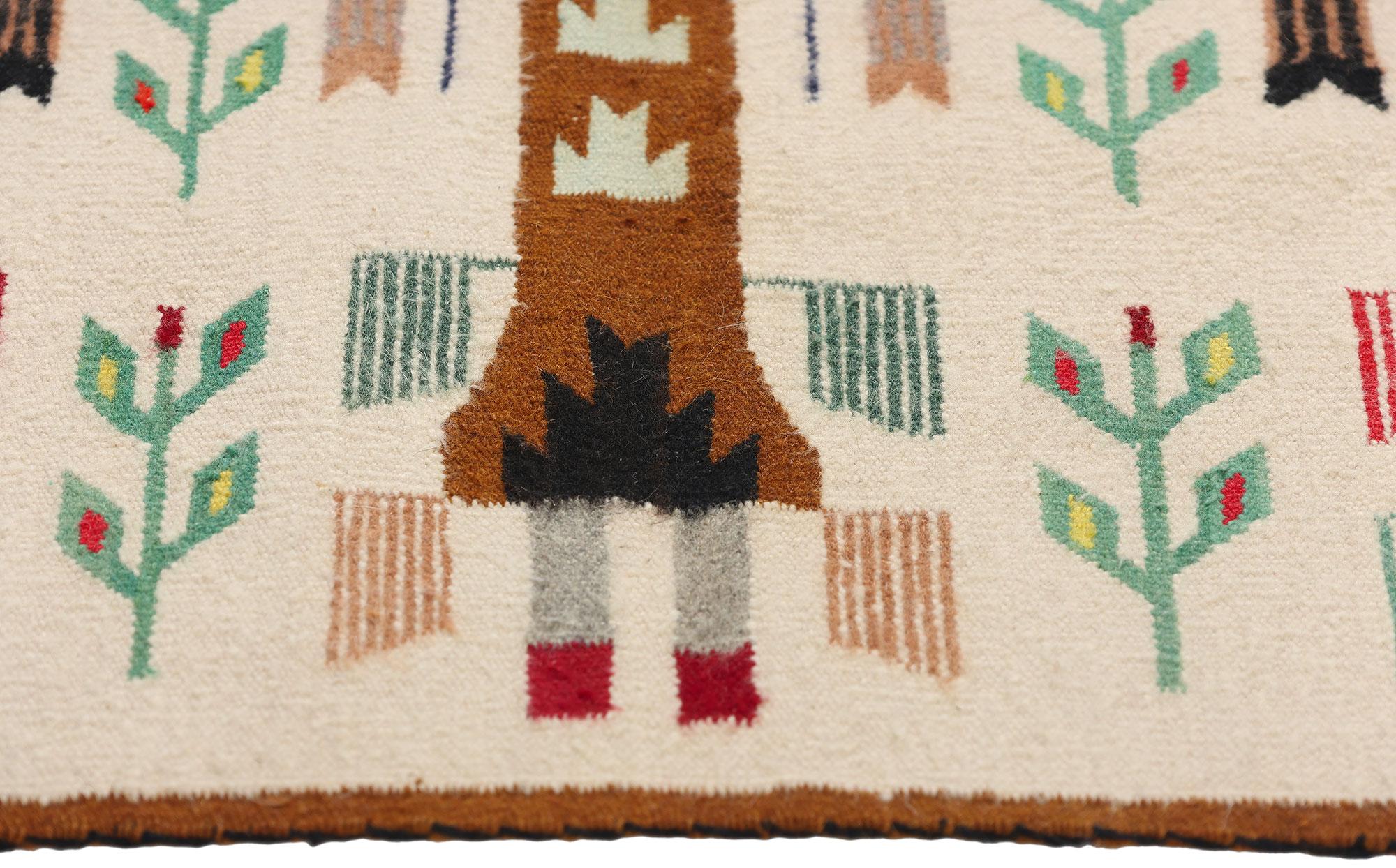 American Vintage Yeibichai-Inspired Pictorial Textile with Southwest Modern Style For Sale