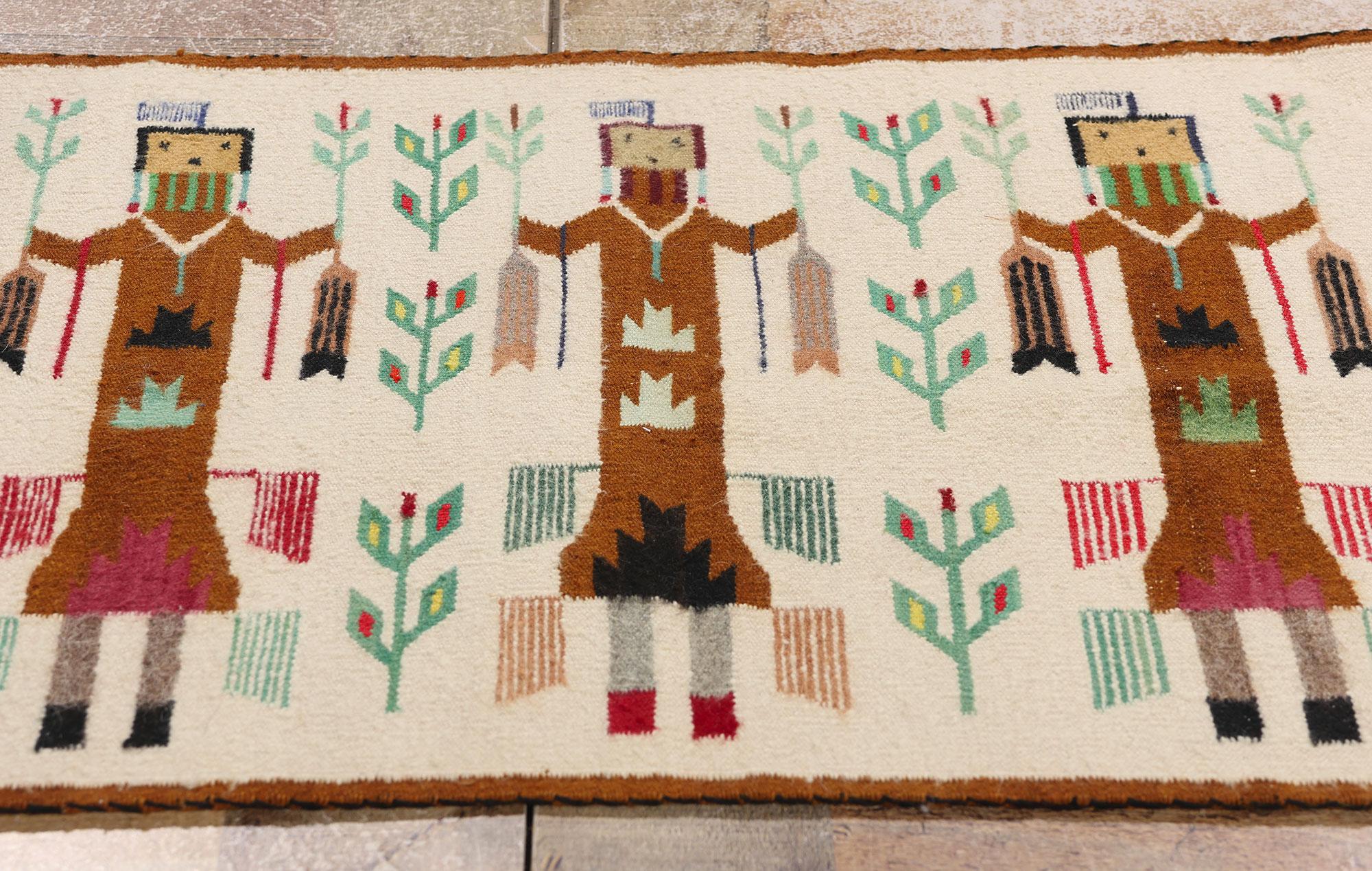 20th Century Vintage Yeibichai-Inspired Pictorial Textile with Southwest Modern Style For Sale