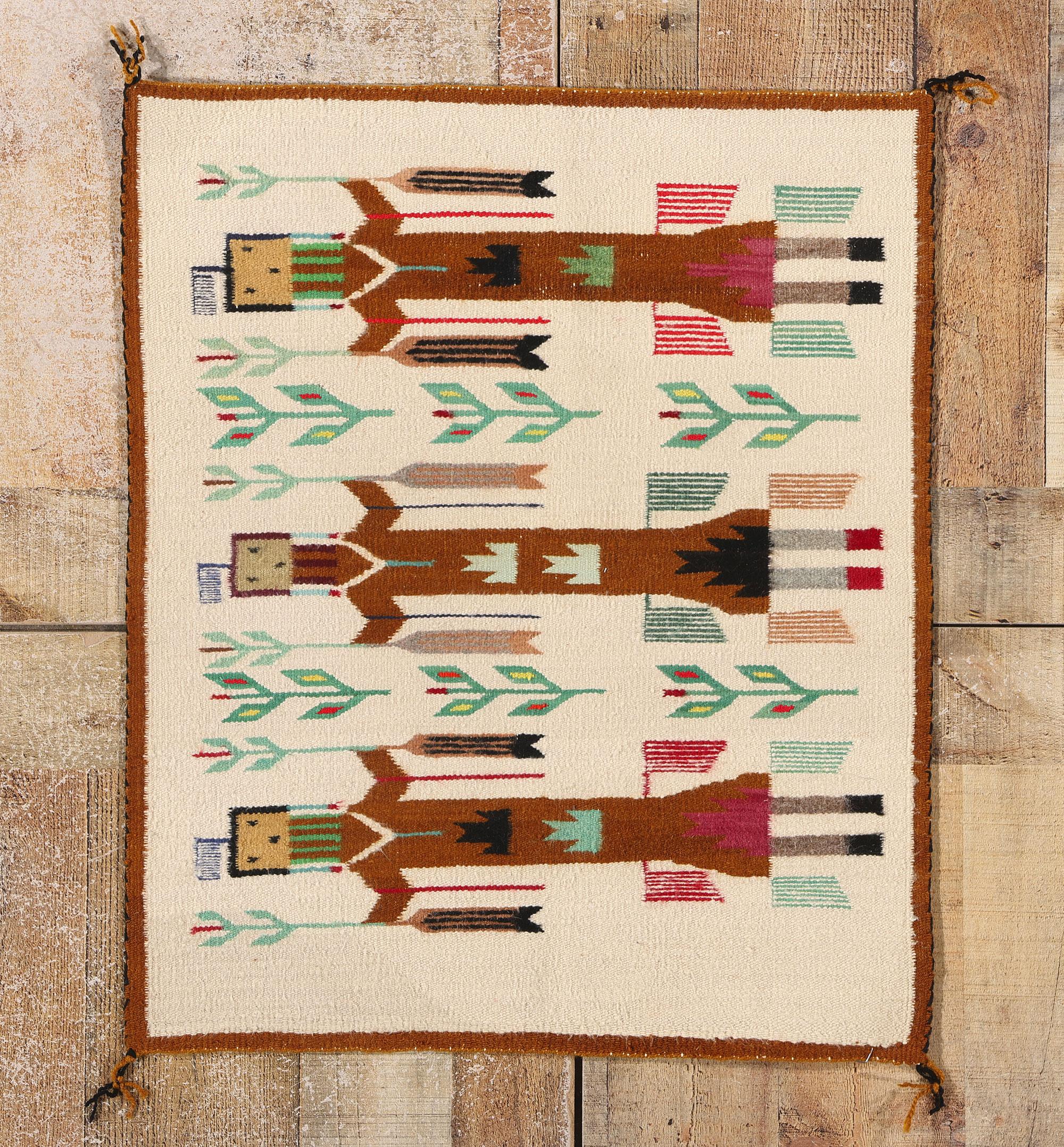 Vintage Yeibichai-Inspired Pictorial Textile with Southwest Modern Style For Sale 1