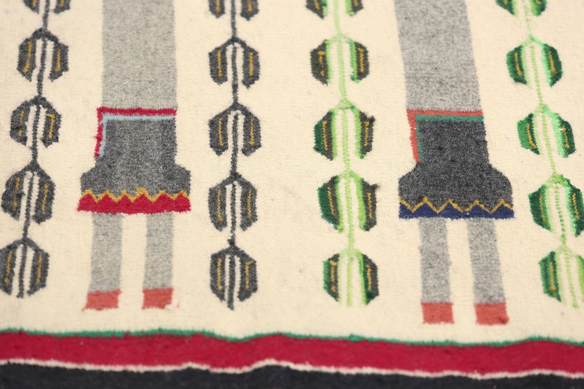 Americano Tappeto Navajo del 1940 in stile Yei Bi Chei con stile moderno del sud-ovest in vendita