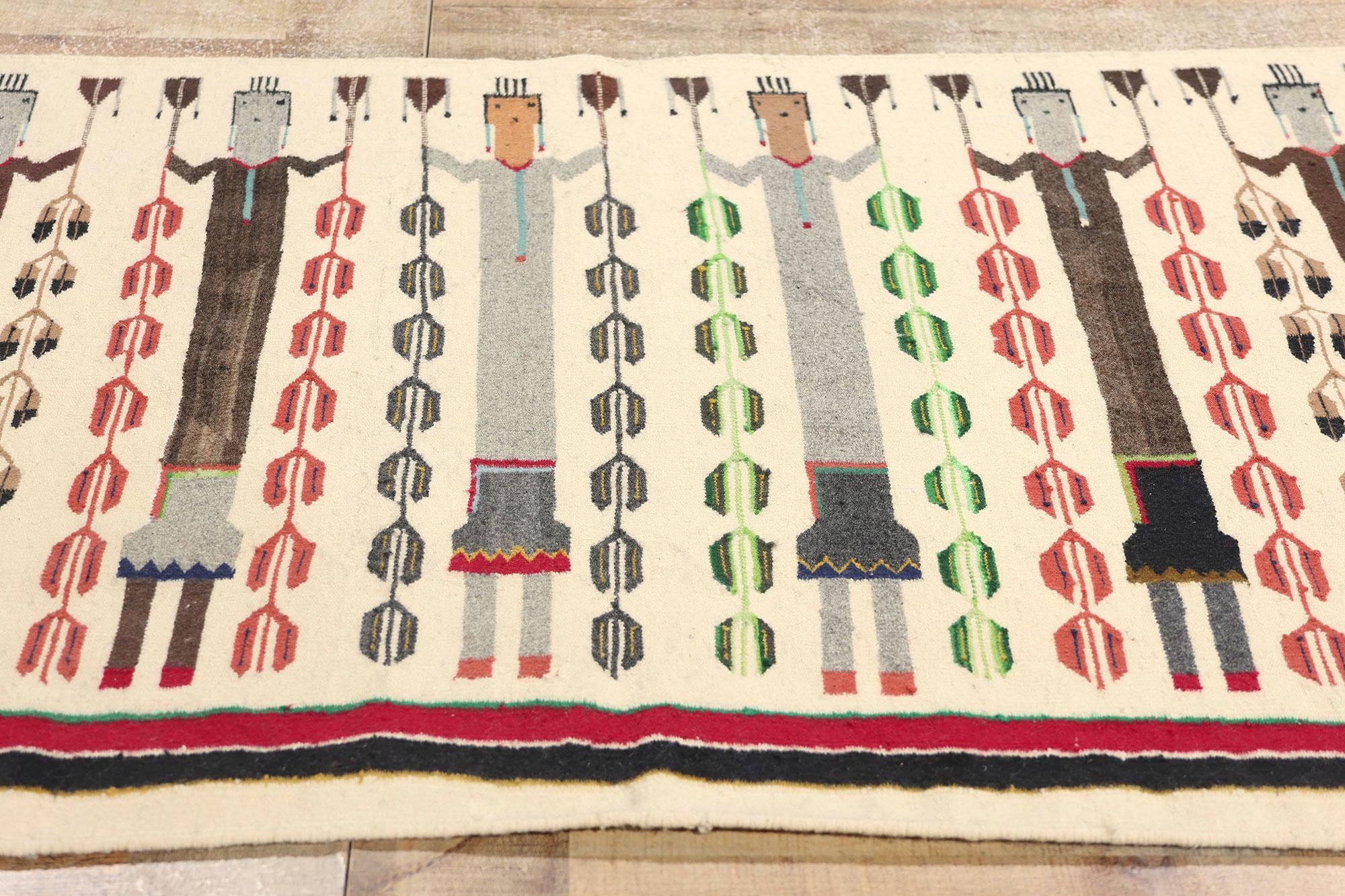 XX secolo Tappeto Navajo del 1940 in stile Yei Bi Chei con stile moderno del sud-ovest in vendita