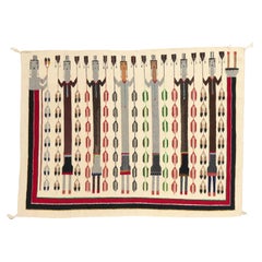 Alfombra de estilo navajo de 1940 Textil Yei Bi Chei de estilo suroeste moderno