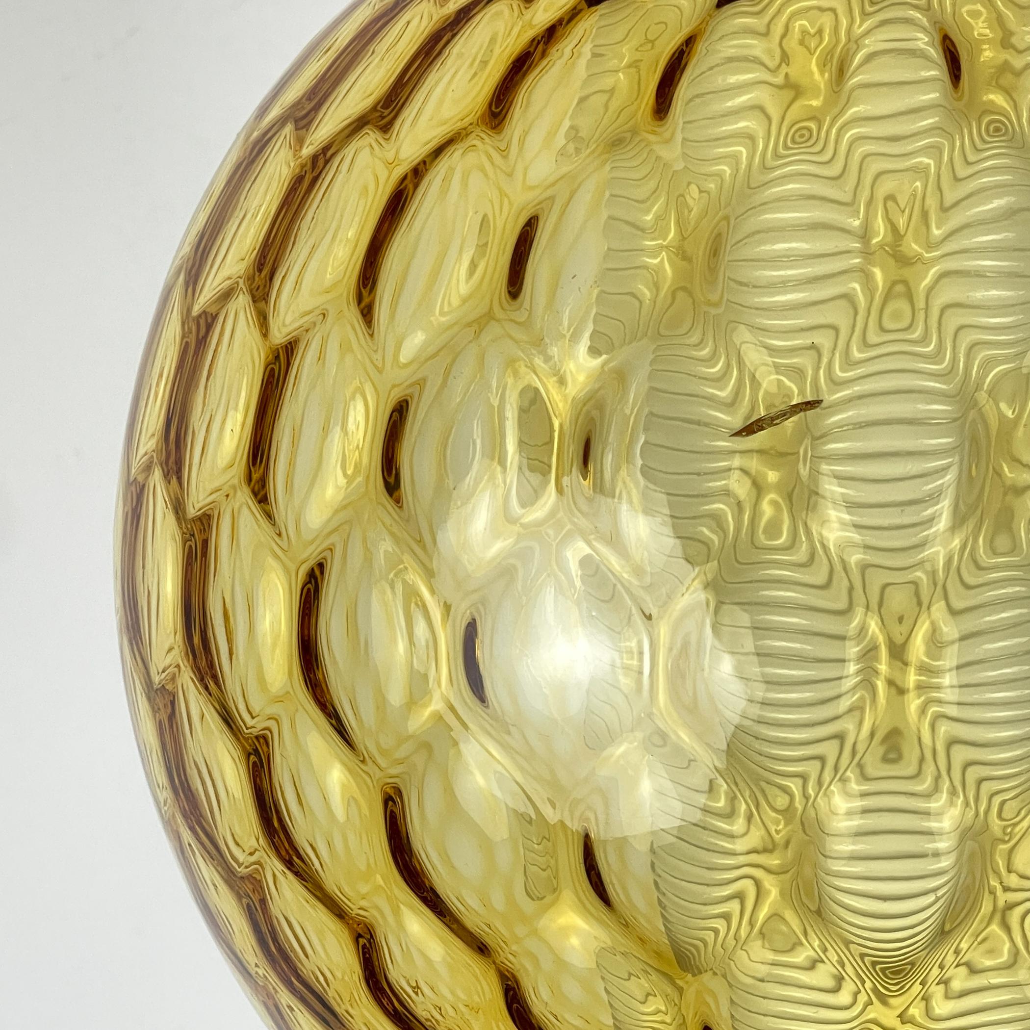 Vintage yelllow murano sphere ball pendant lamp Italy 1970s For Sale 4
