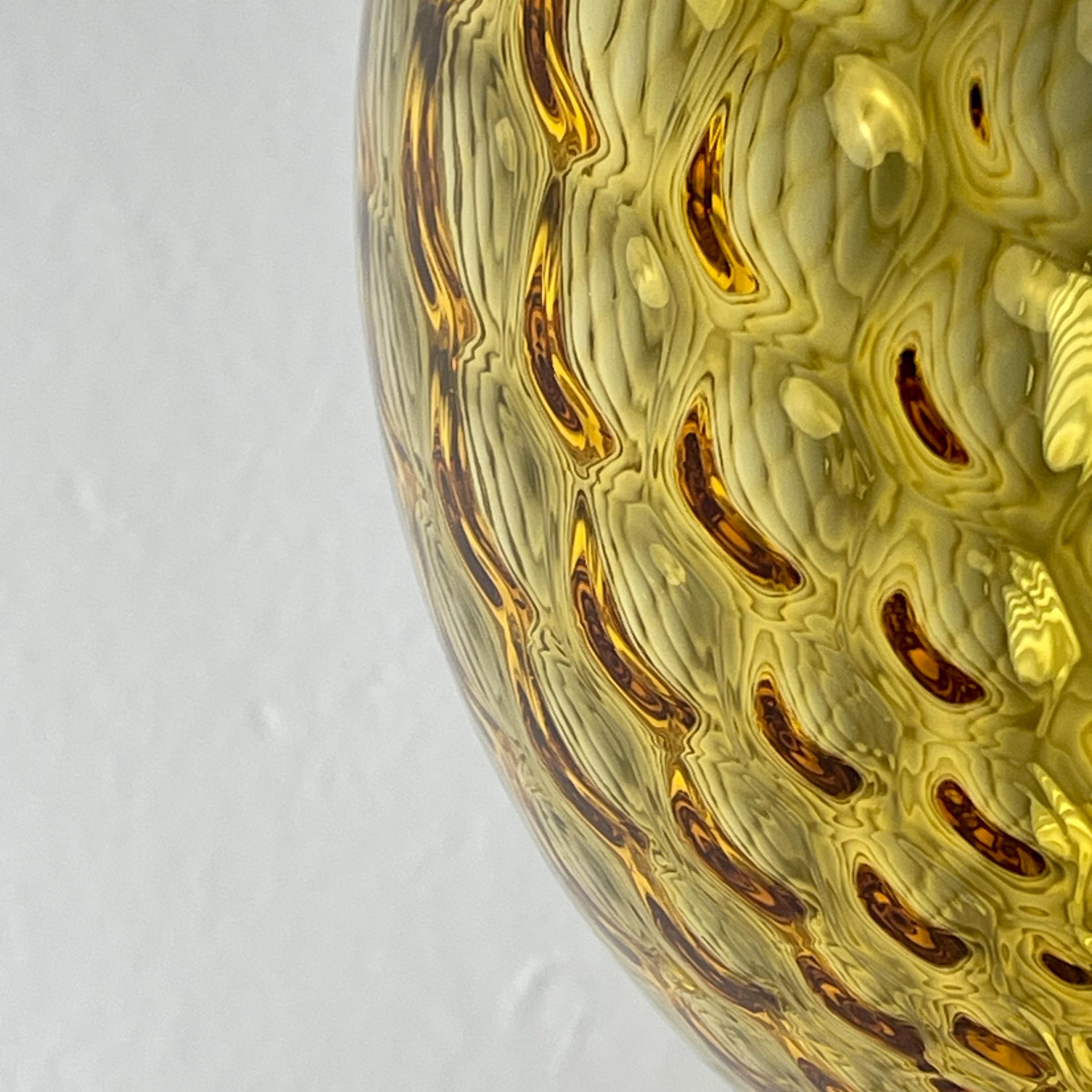 Vintage yelllow murano sphere ball pendant lamp Italy 1970s For Sale 6