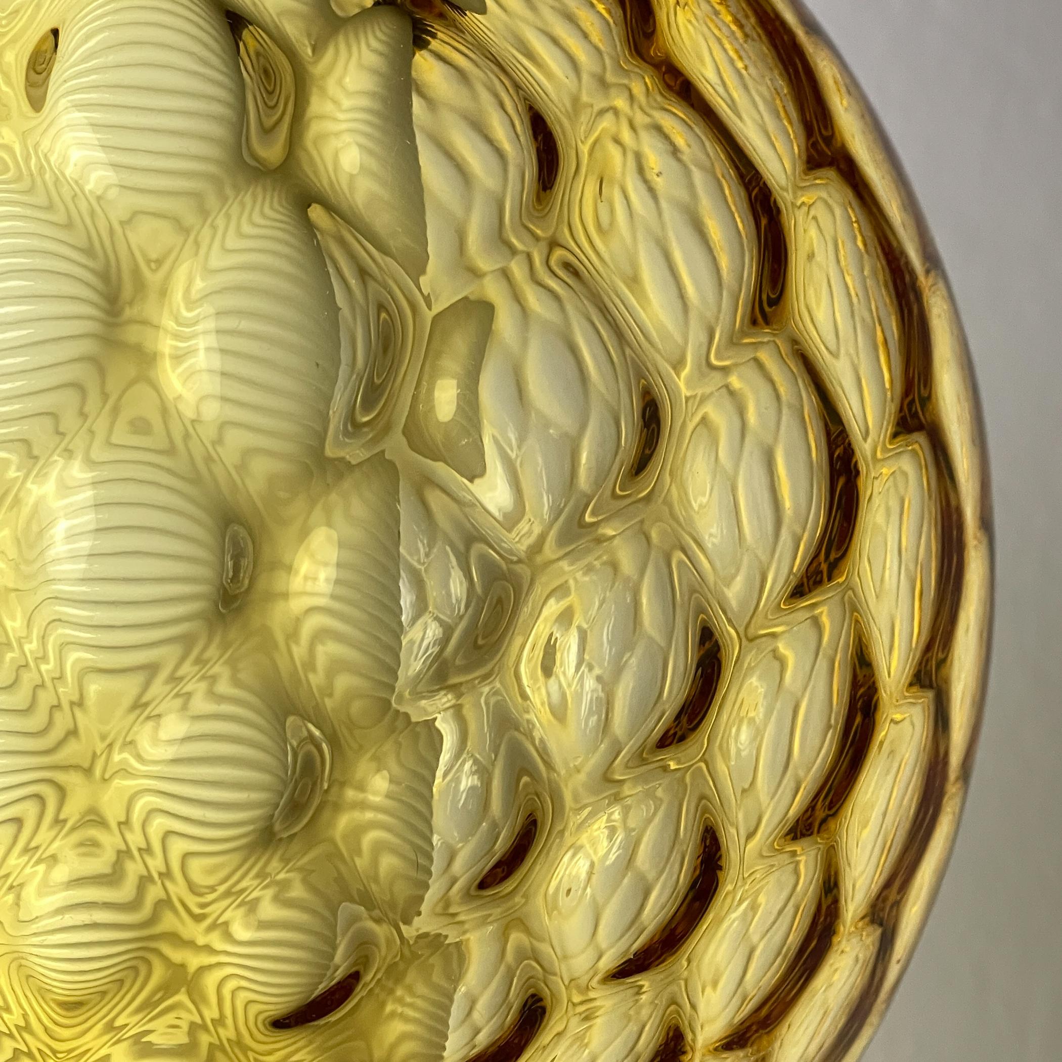 Vintage yelllow murano sphere ball pendant lamp Italy 1970s For Sale 2