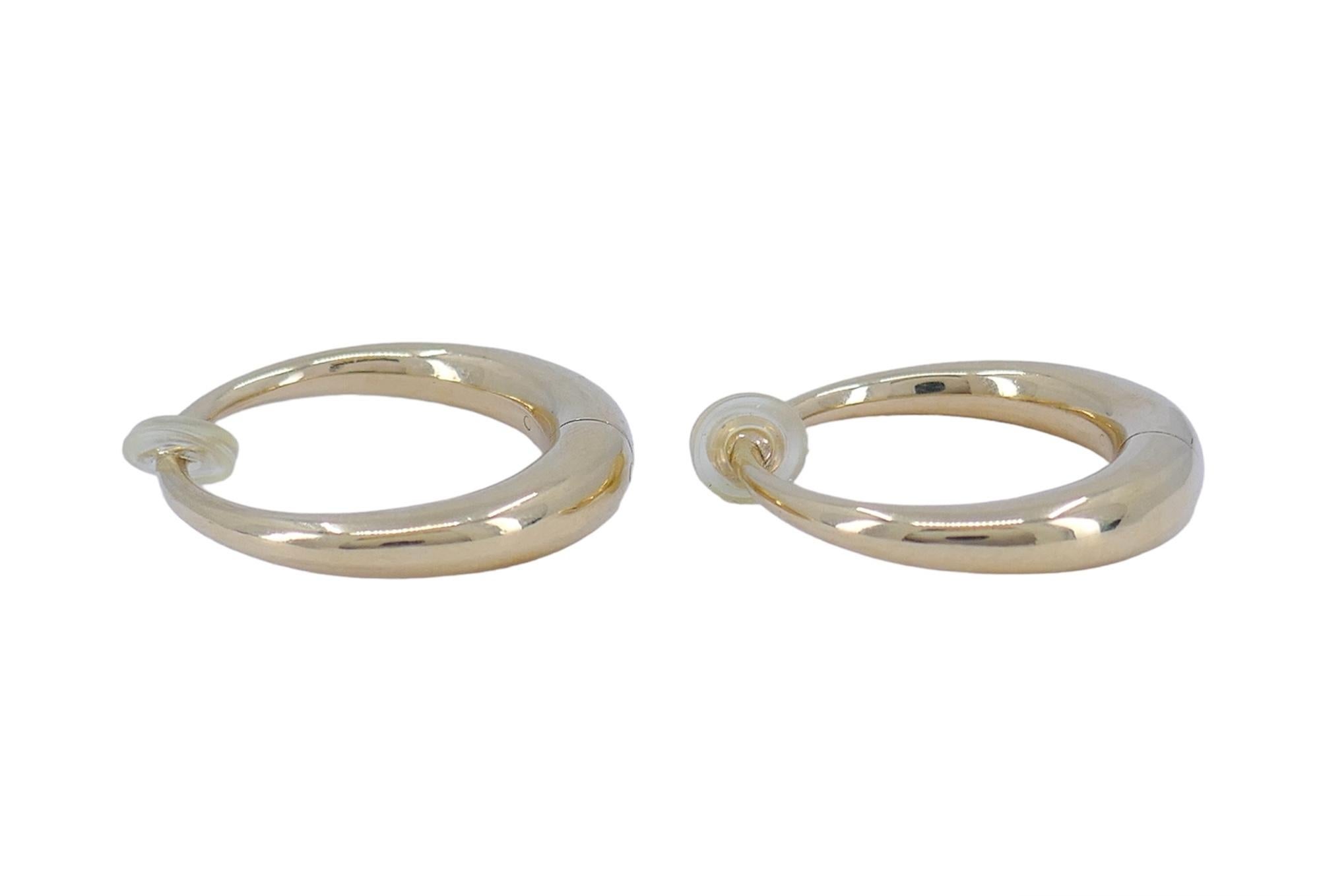 Vintage Yellow 14k Gold Hoop Earrings In Good Condition For Sale In Beverly Hills, CA