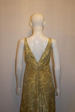 Vintage Yellow and Black Silk Cocktail Dress with Train