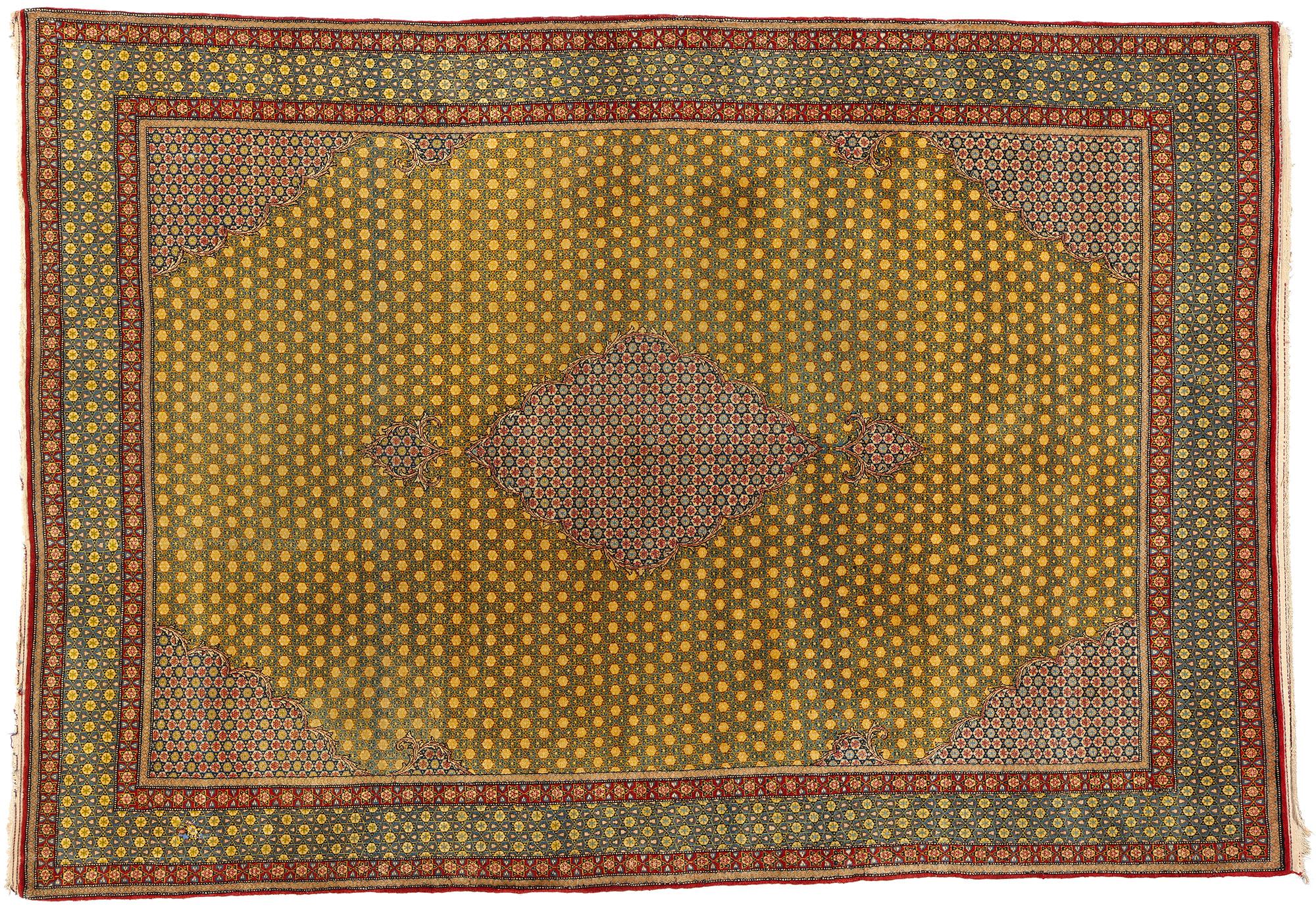 Persischer Tabriz-Teppich in Gelb und Blau im Angebot 3