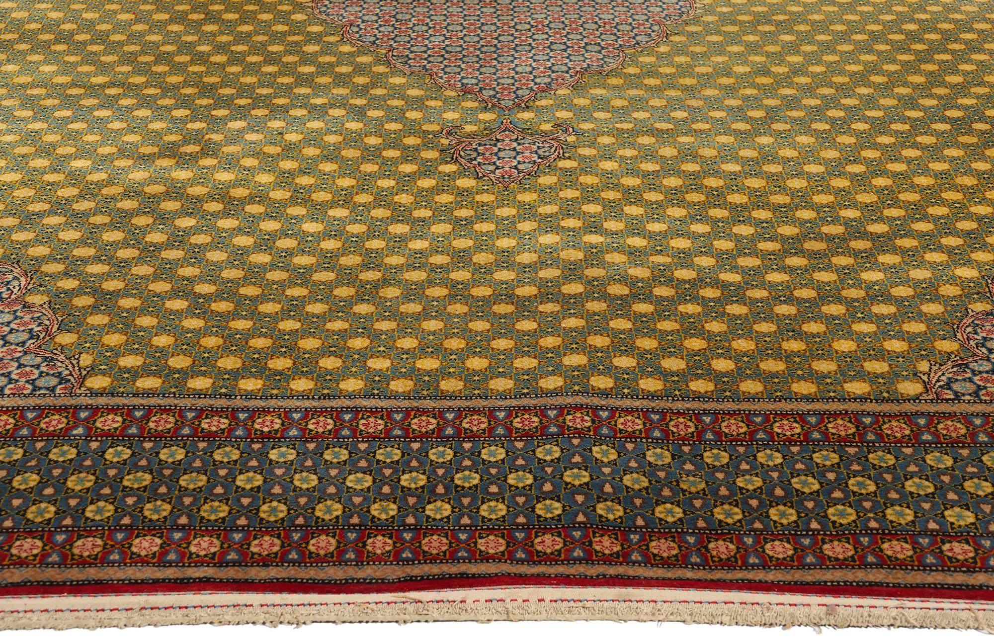 Persischer Tabriz-Teppich in Gelb und Blau (Handgeknüpft) im Angebot