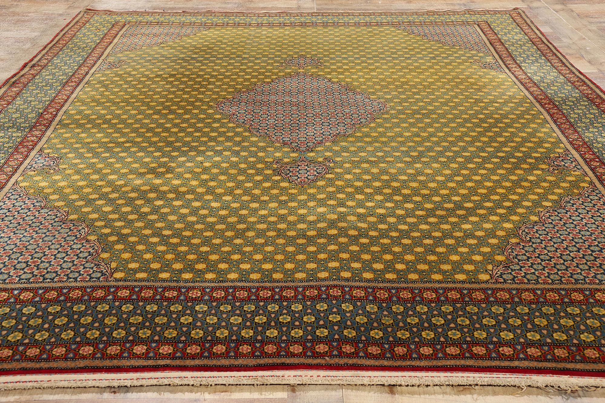 Persischer Tabriz-Teppich in Gelb und Blau im Angebot 1