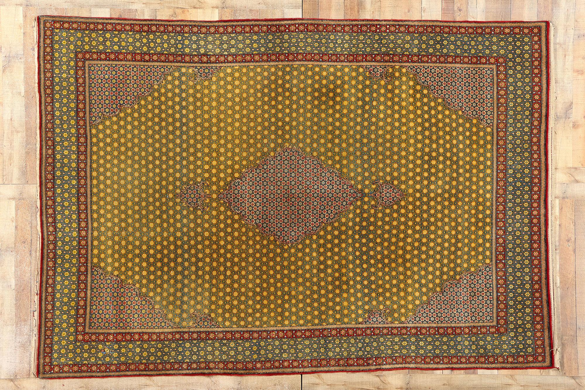 Persischer Tabriz-Teppich in Gelb und Blau im Angebot 2