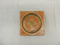 Vintage Yellow and Gold Leather Florentine Catchall Tray
