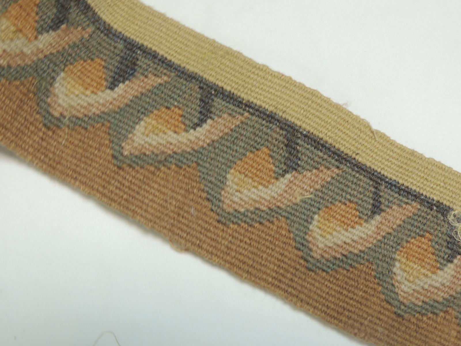 Country Vintage Yellow and Green Tapestry Woven Decorative Trim For Sale