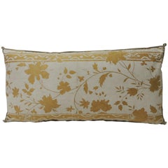 Vintage Yellow and Natural Fortuny Stripes and Flowers Decorative Bolster Pillow