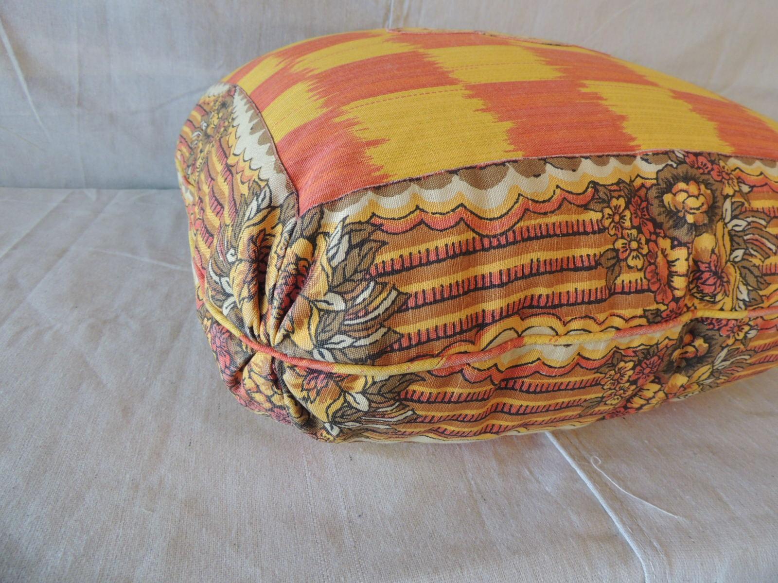 Moorish Vintage Yellow and Orange Batik and Ikat Decorative Square Pillow