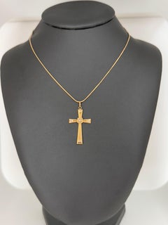 Vintage Yellow and White Gold Cross with Pearl