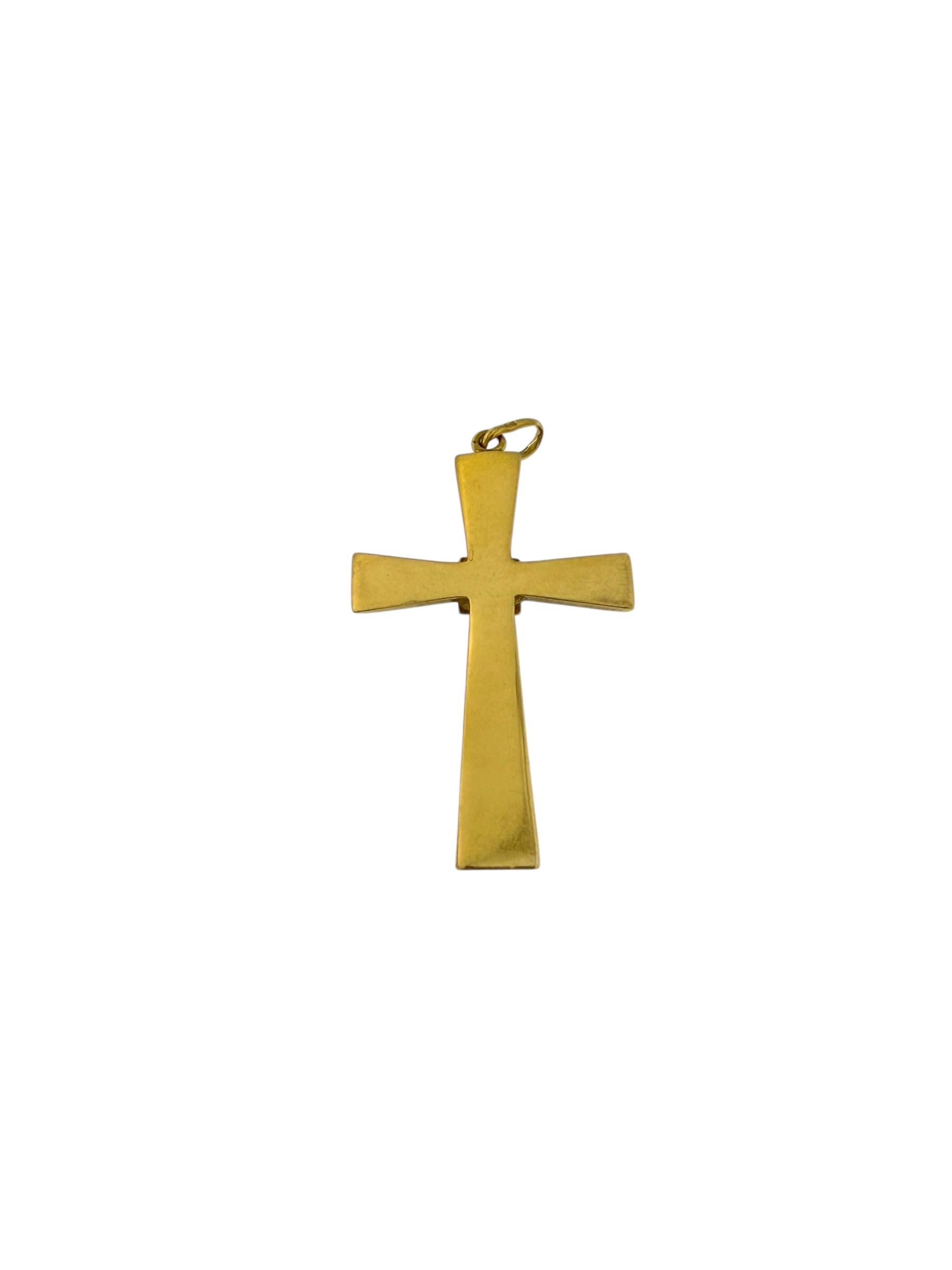 Croix vintage en or jaune et blanc avec perles Bon état - En vente à Esch sur Alzette, Esch-sur-Alzette