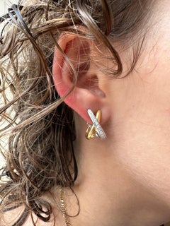 Vintage Yellow and White Gold Earrings with Diamonds