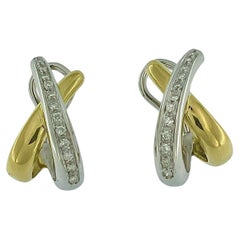Vintage Yellow and White Gold Earrings with Diamonds