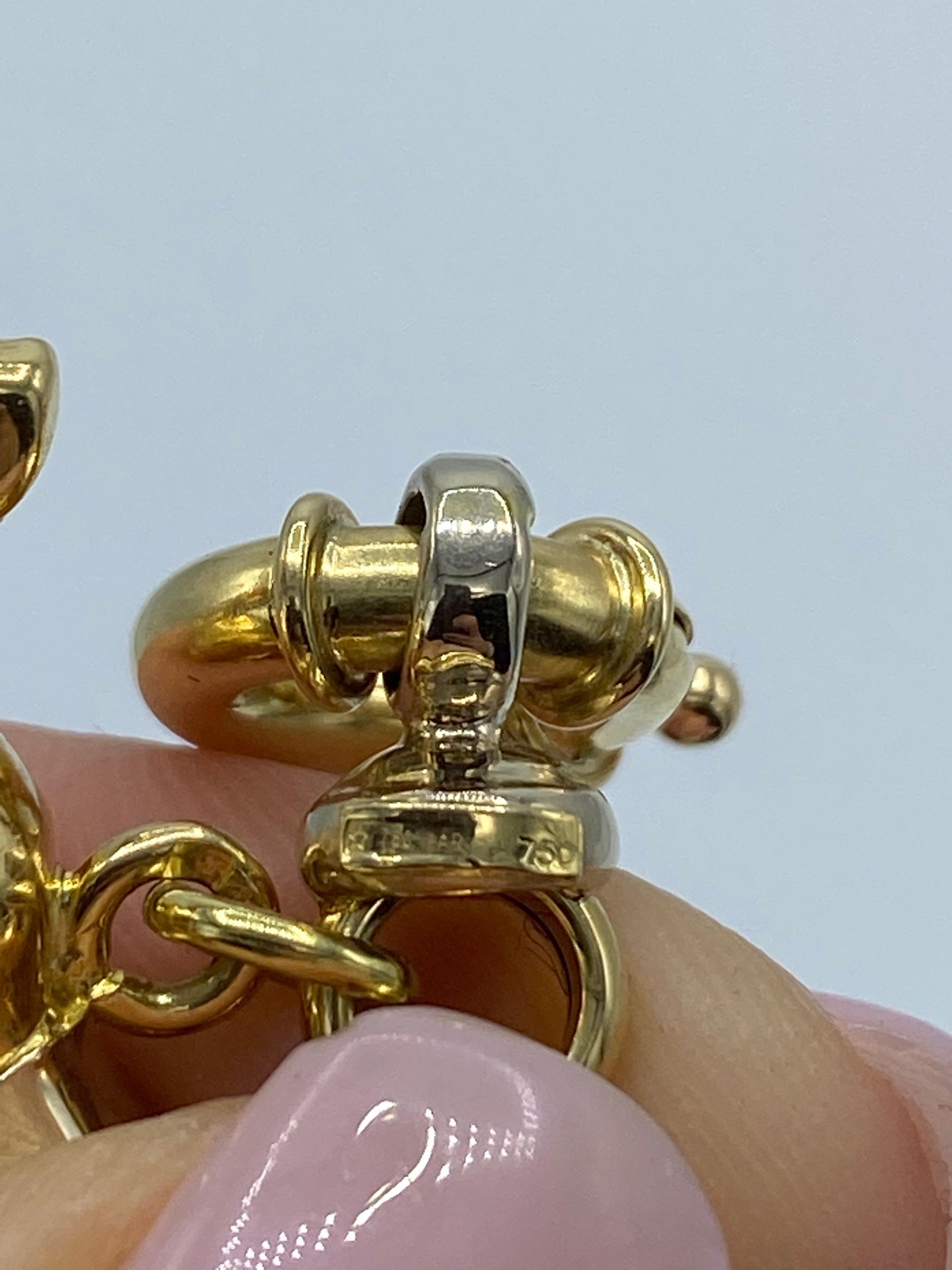 Vintage Yellow and White Gold Link Chain Bracelet w/ Elephant Charms 3