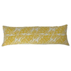 Vintage Yellow and White Hand Block Printed Pillow