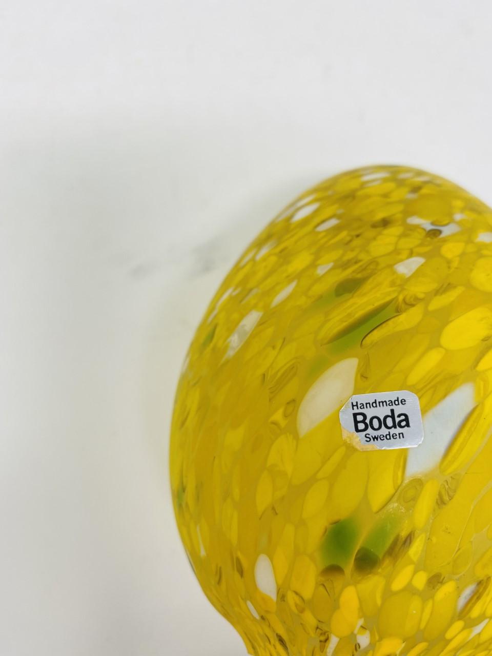 Hand-Crafted Vintage Yellow Art Glass Sculpture by Kosta Boda