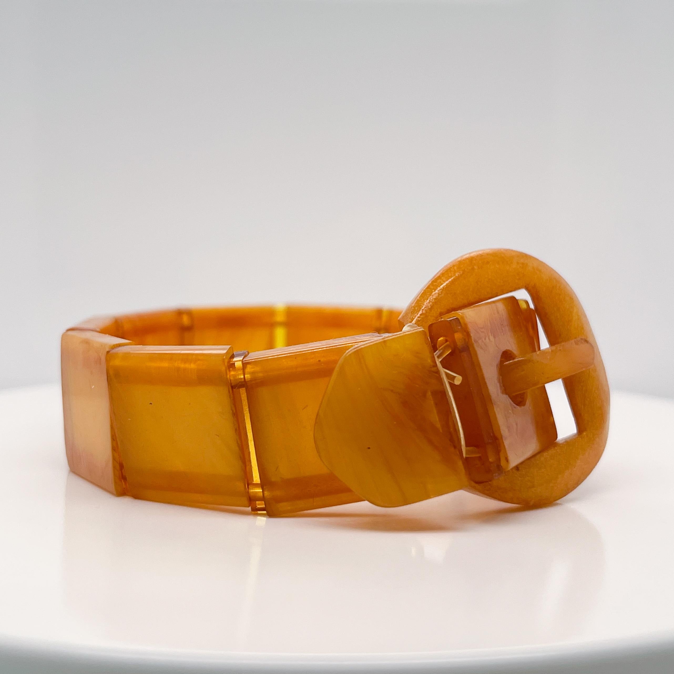 Vintage Yellow Bakelite Buckle Bracelet 4