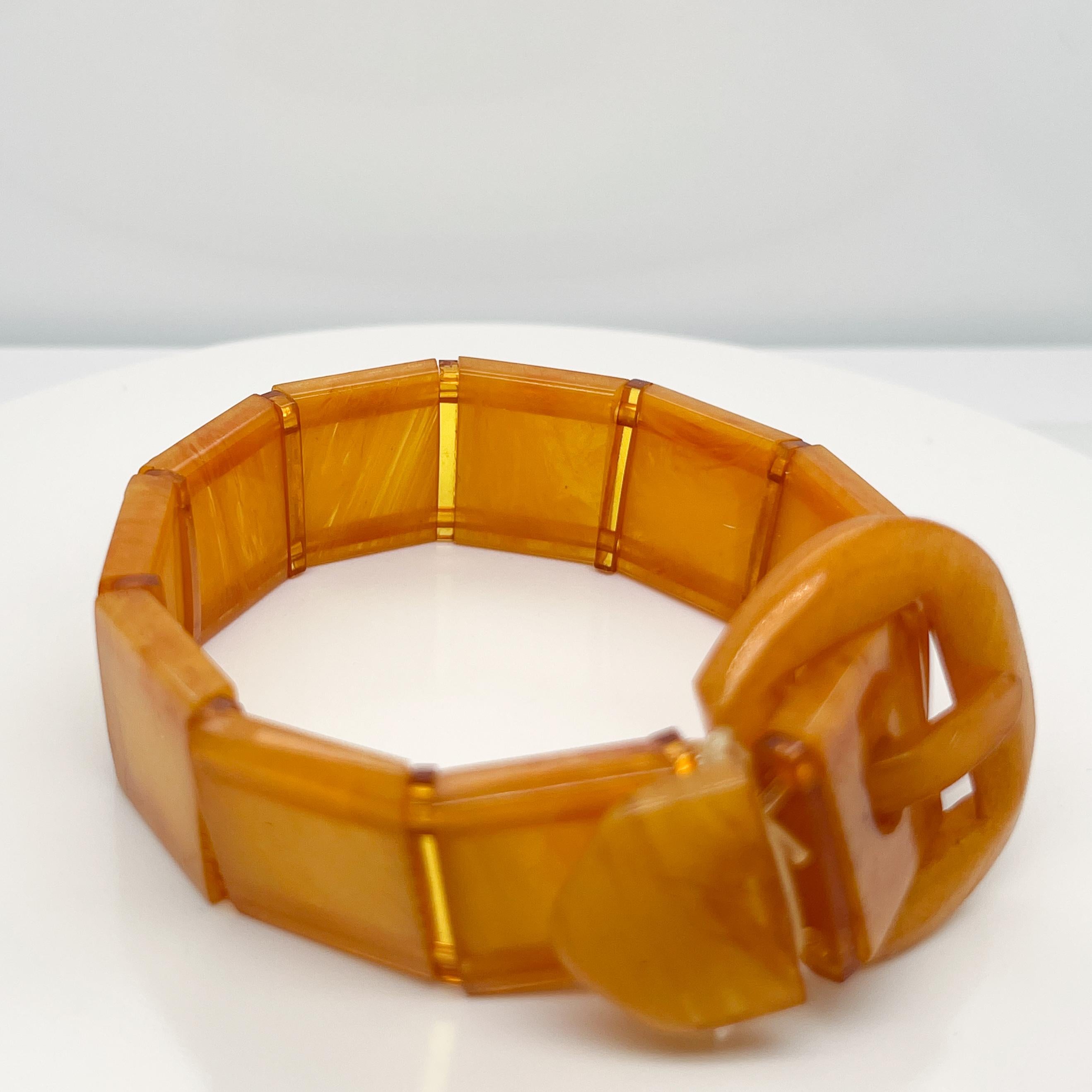 Vintage Yellow Bakelite Buckle Bracelet 6