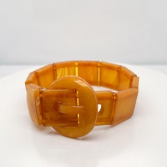 Bracelet boucle vintage en bakélite jaune