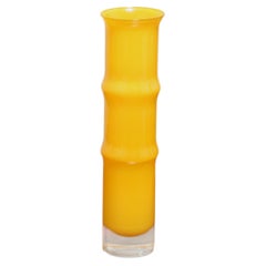 Vintage Yellow Bamboo Glass Vase by Bo Borgstrom for Aseda Glasbruk, 1960s