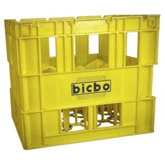 Vintage Yellow "Bicbo" Bottle Crate – Holds Up to 12 Bottles - 2Y341