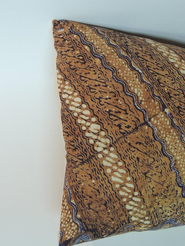 Vintage Yellow And Brown Hand Blocked Batik Lumbar Decorative