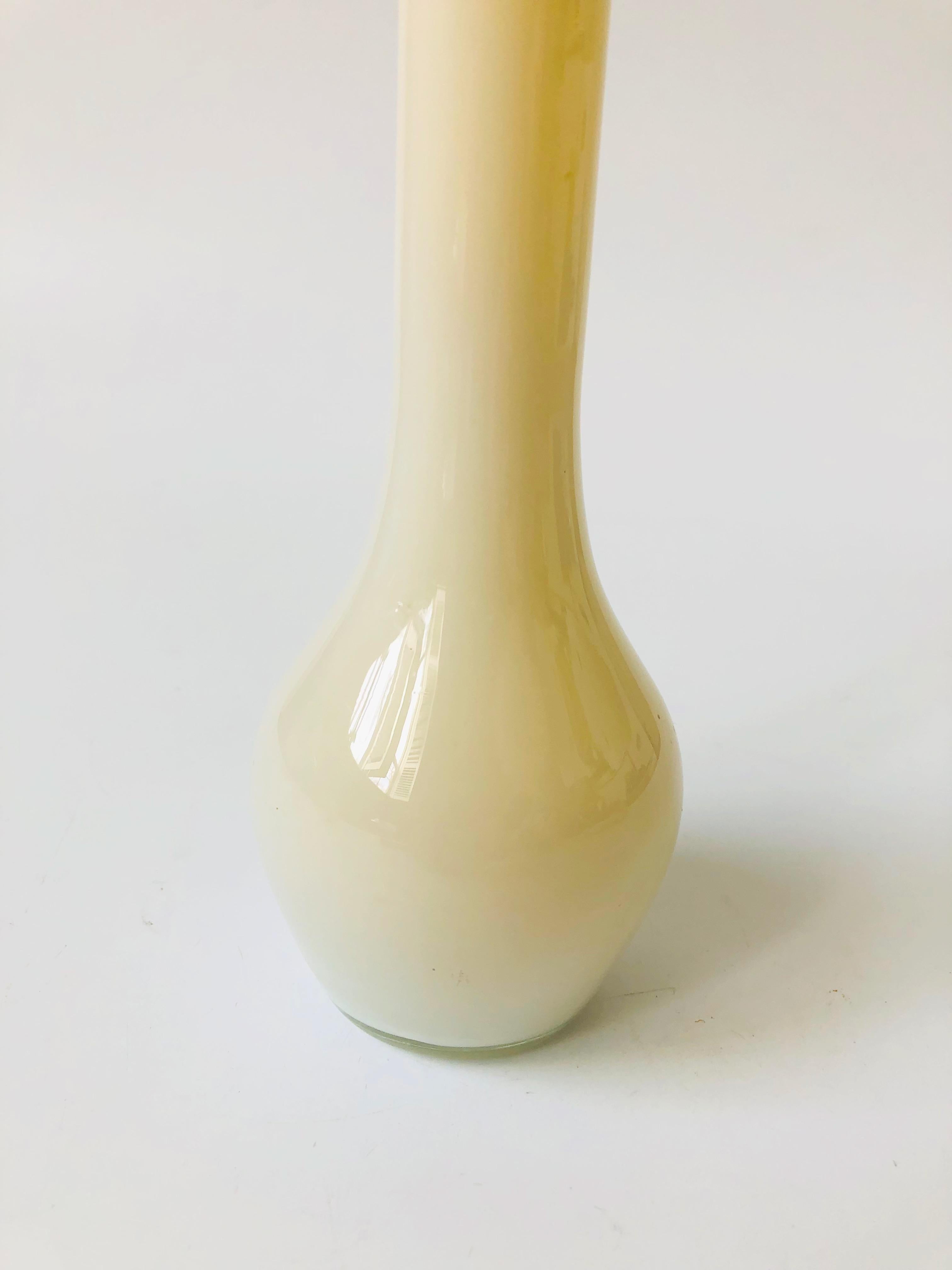 Art Glass Vintage Yellow Cased Glass Lily Vase For Sale